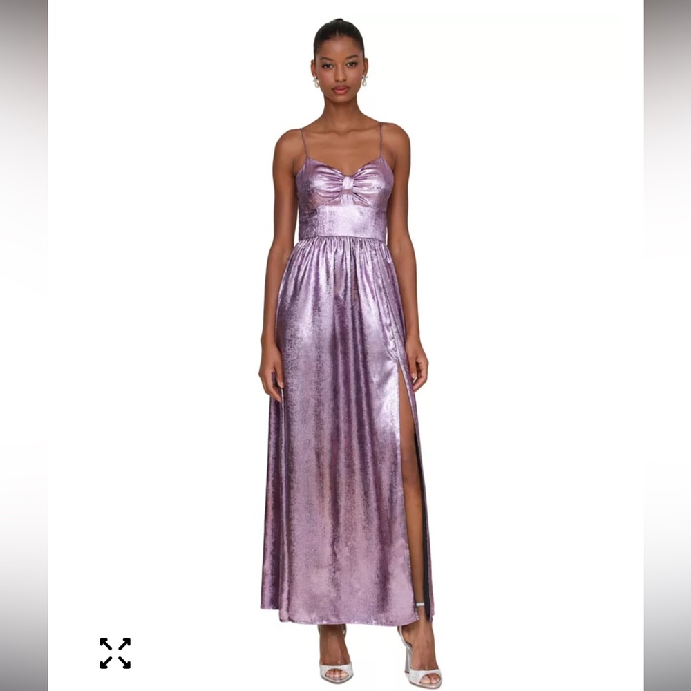 Avec Les Filles Women's Metallic Purple Foiled Sleeveless Maxi